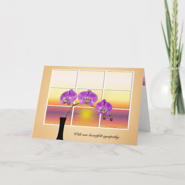 Pink Orchid in Window Sympathy Card Karte (Vorderseite)