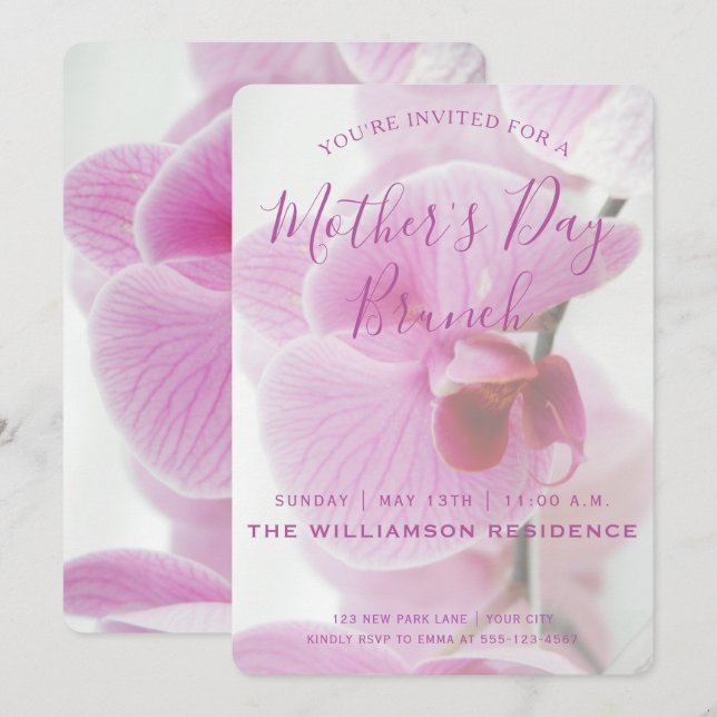 Pink Orchid | Mother's Day Brunch Einladung (Vorne/Hinten)
