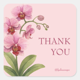 Pink Orchid Square Geschäft Danke-Aufkleber Quadratischer Aufkleber