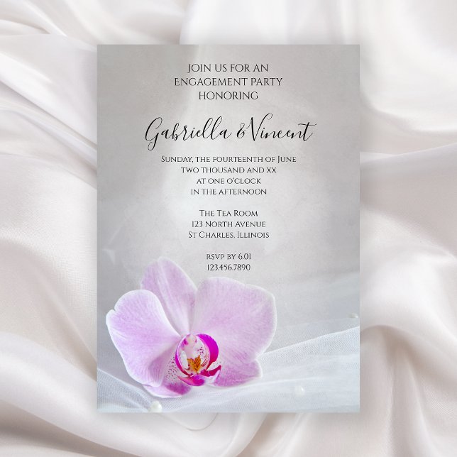 Pink Orchid und Bridal Veil Engagement Party Einladung (Von Creator hochgeladen)