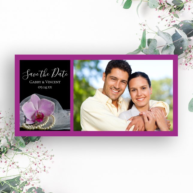 Pink Orchid und Perlen Hochzeit speichern das Datu Save The Date (Von Creator hochgeladen)