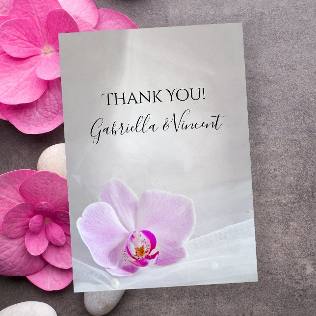 Pink Orchid und Veil Hochzeit Flat Vielen Dank Anm Dankeskarte (Von Creator hochgeladen)