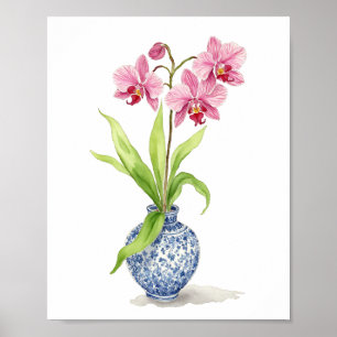 Pink Orchid Watercolor Poster