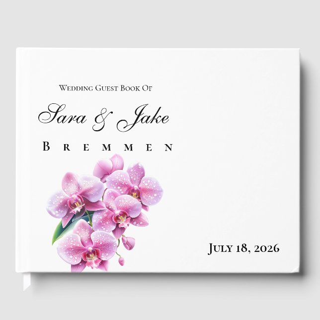 Pink Orchid Wedding Gästebuch (Vorderseite)