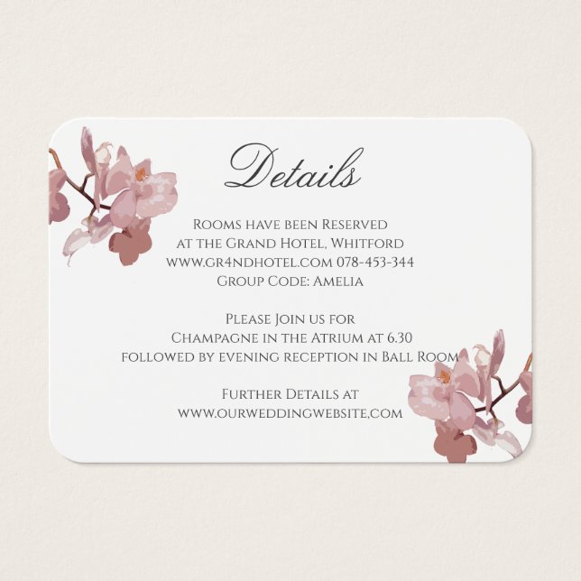 Pink Orchid Wedding Information Card (Vorderseite)