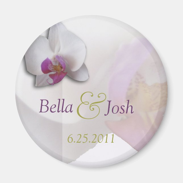 Pink Orchid Wedding Magnet (Vorne)