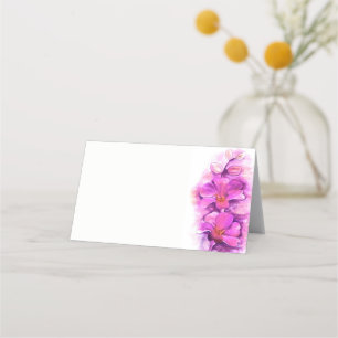 Pink orchidée aquarelle art invité cartes de place