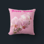 Pink Orchids “Happy Easter” Throw Pillow Kissen<br><div class="desc">Make life cozy-comfy with this beautiful Pink Orchids “Happy Easter” Throw Pillow. Try one for yourself or make a loved one's day by surprising them with one. You'll be happy you did!</div>