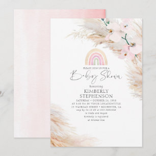 Pink Orchids Pampas Grass Rainbow Baby Dusche Einladung
