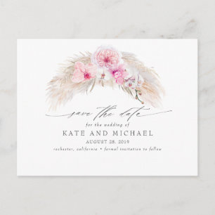Pink Orchids Pampas Grass Tropical Save the Date Postkarte