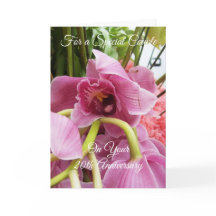 Pink Orchids Personalised 20th Wedding Anniversary