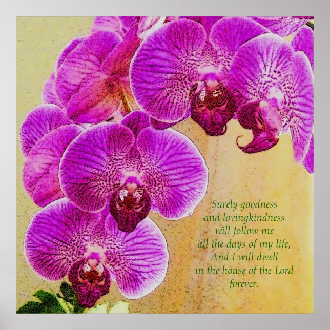 Pink Orchids Psalm 23 Custom Art Poster (Vorne)