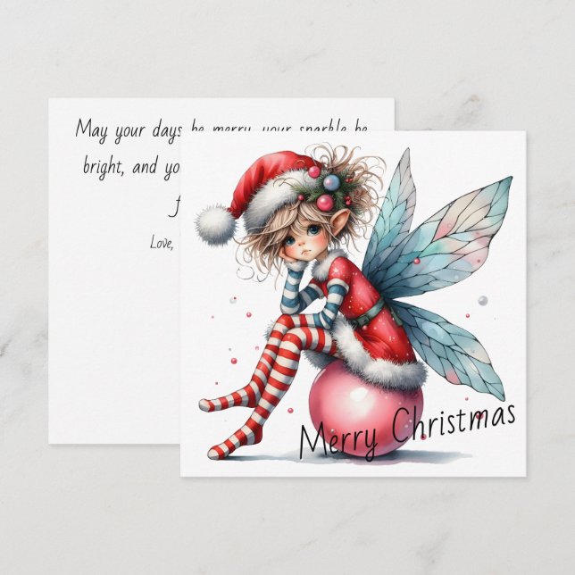Pink Ornament Fairy – Holiday Card (Vorne/Hinten)