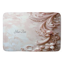 Pink Ornate Pearl and Floral Bath Mat