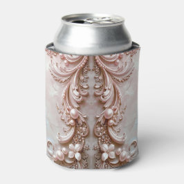 Pink Ornate Pearl and Floral Can Cooler Dosenkühler
