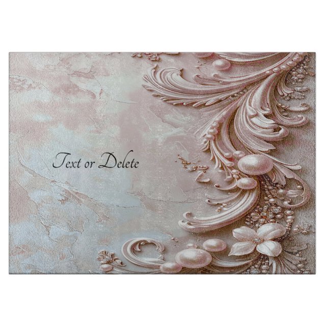 Pink Ornate Pearl and Floral Cutting Board Schneidebrett (Vorderseite)