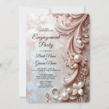 Pink Ornate Pearl and Floral Engagement