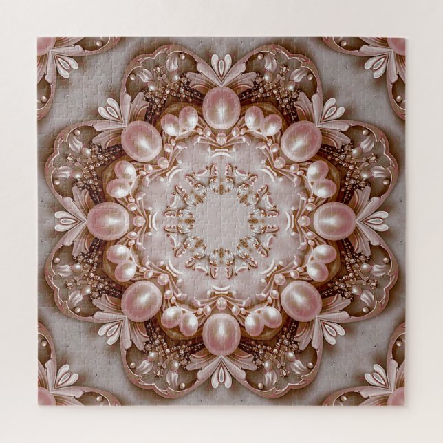 Pink Ornate Pearl and Floral Jigsaw Puzzle (Vertikal)