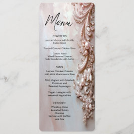 Pink Ornate Pearl and Floral Menu Menükarte
