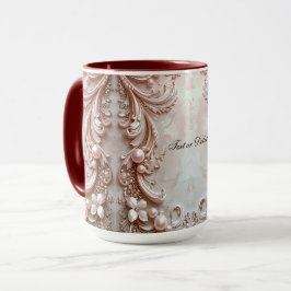 Pink Ornate Pearl and Floral Mug Tasse
