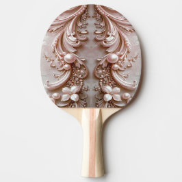 Pink Ornate Pearl and Floral Ping Pong Paddle Tischtennis Schläger