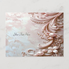 Pink Ornate Pearl and Floral Postcard Postkarte
