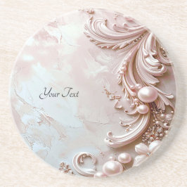 Pink Ornate Pearl and Floral Sandstone Coaster Getränkeuntersetzer