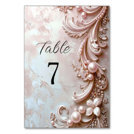 Pink Ornate Pearl and Floral Table Number Tischnummer