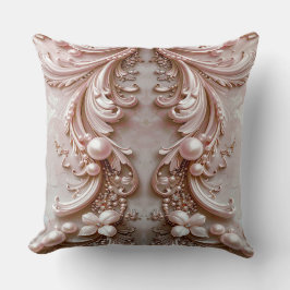 Pink Ornate Pearl and Floral Throw Pillow Kissen