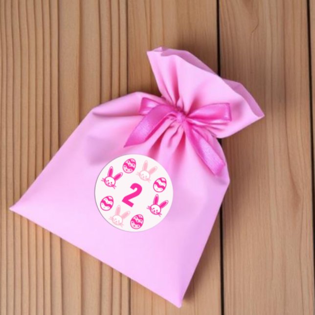 Pink Oster 2. Geburtstag Runder Aufkleber (Von Creator hochgeladen)