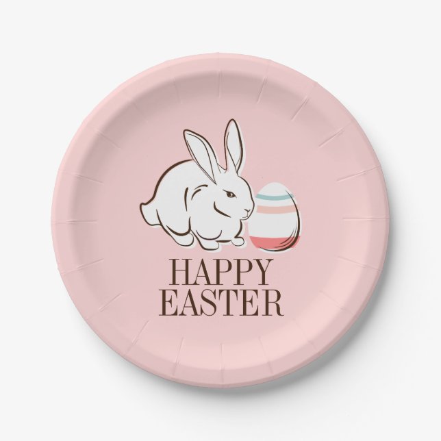 Pink Ostergeblasen und eier Happy Oaster Papierpla Pappteller (Vorderseite)