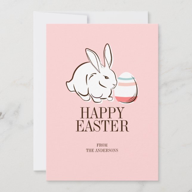 Pink Ostersonnige und Eierglückskarte Feiertagskarte (Vorderseite)