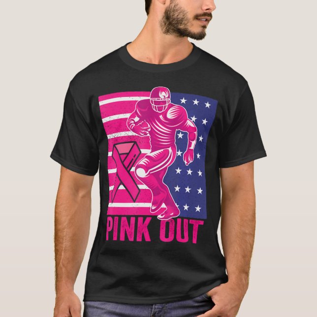 Pink Out Brustkrebs Bewusstsein Fußball Brust T-Shirt (Vorderseite)