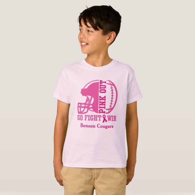 Pink Out Brustkrebs Bewusstseinsfußball T-Shirt (Vorne ganz)