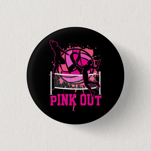 Pink Out Bump Set Spike Volleyball Breast Cancer A Button (Vorderseite)