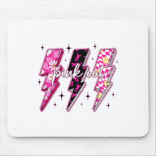 Pink Out Checkered Lightning Bolt Breast Cancer Aw Mousepad