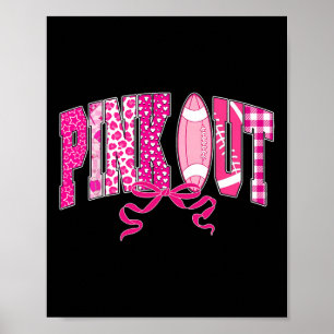Pink-Out Footll Bow Preppy Breast Cancer Awareness Poster