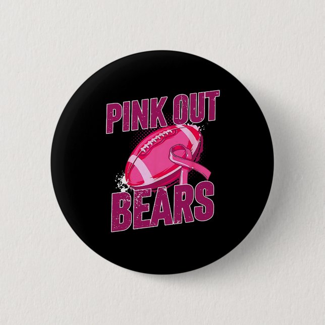 Pink-out Fußball-Kampf Brustkrebs Button (Vorderseite)