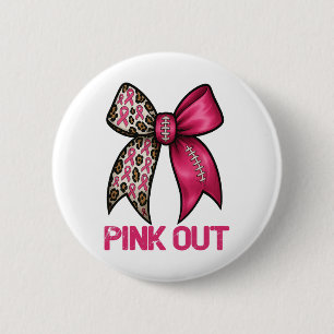Pink Out Leopard Bow Footbyll Brustkrebs Awaren Button