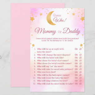 Pink Over the Moon Girl Baby Shower Rate Mal Spiel