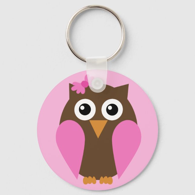 Pink Owl & A Bow Schlüsselanhänger (Vorderseite)