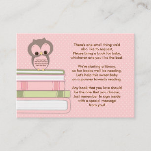 Pink Owl Babydusche Bucheinführungskarte Begleitkarte