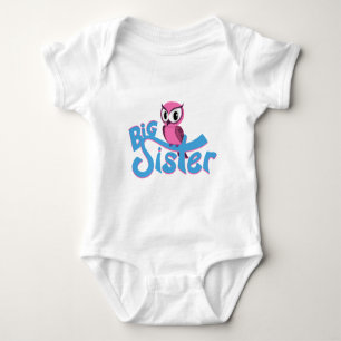 Pink Owl Big Sister Baby Strampler