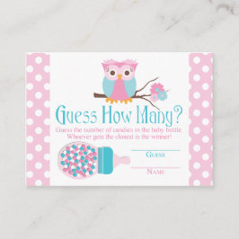 Pink Owl Bottle Baby Shooting Game Begleitkarte