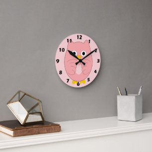 Pink Owl Design Runde Wanduhr