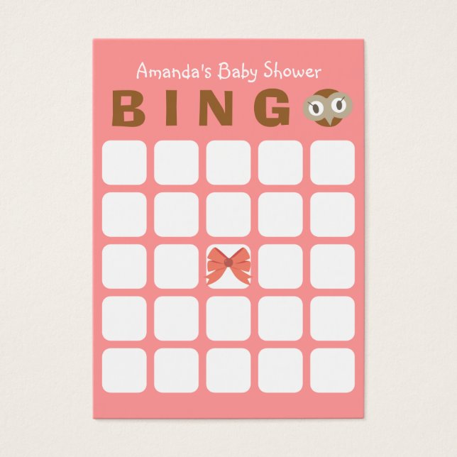 Pink Owl Girl 5x5 Baby Showkarte (Vorderseite)