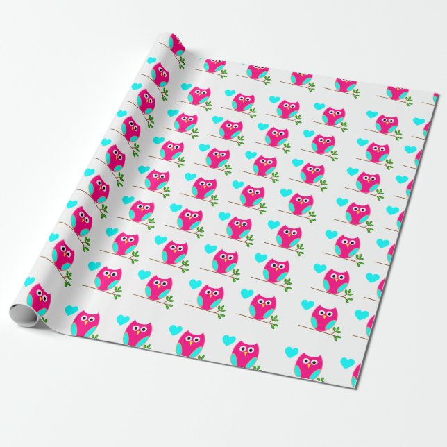 Pink Owl Patternpapier Geschenkpapier (Ungerollt)