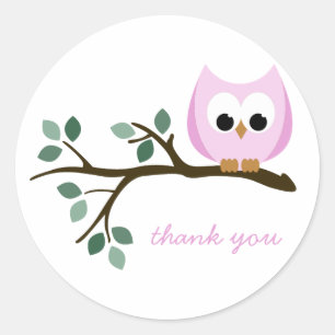 Pink Owl Vielen Dank Stickers