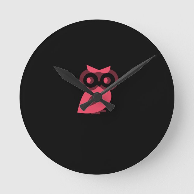 Pink Owl Wallclock Runde Wanduhr (Vorderseite)
