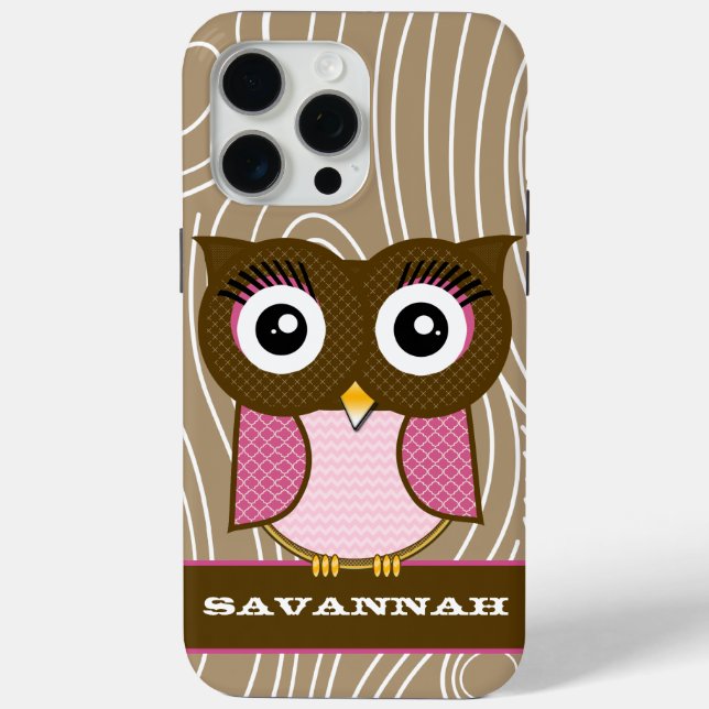 Pink Owl Wood Grain Zig Zag Wählen Sie Farben title_seo2 (Rückseite)